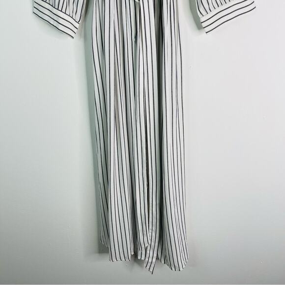 NEW Entro white grey striped coastal tie button midi maxi dress medium - Picture 3 of 8